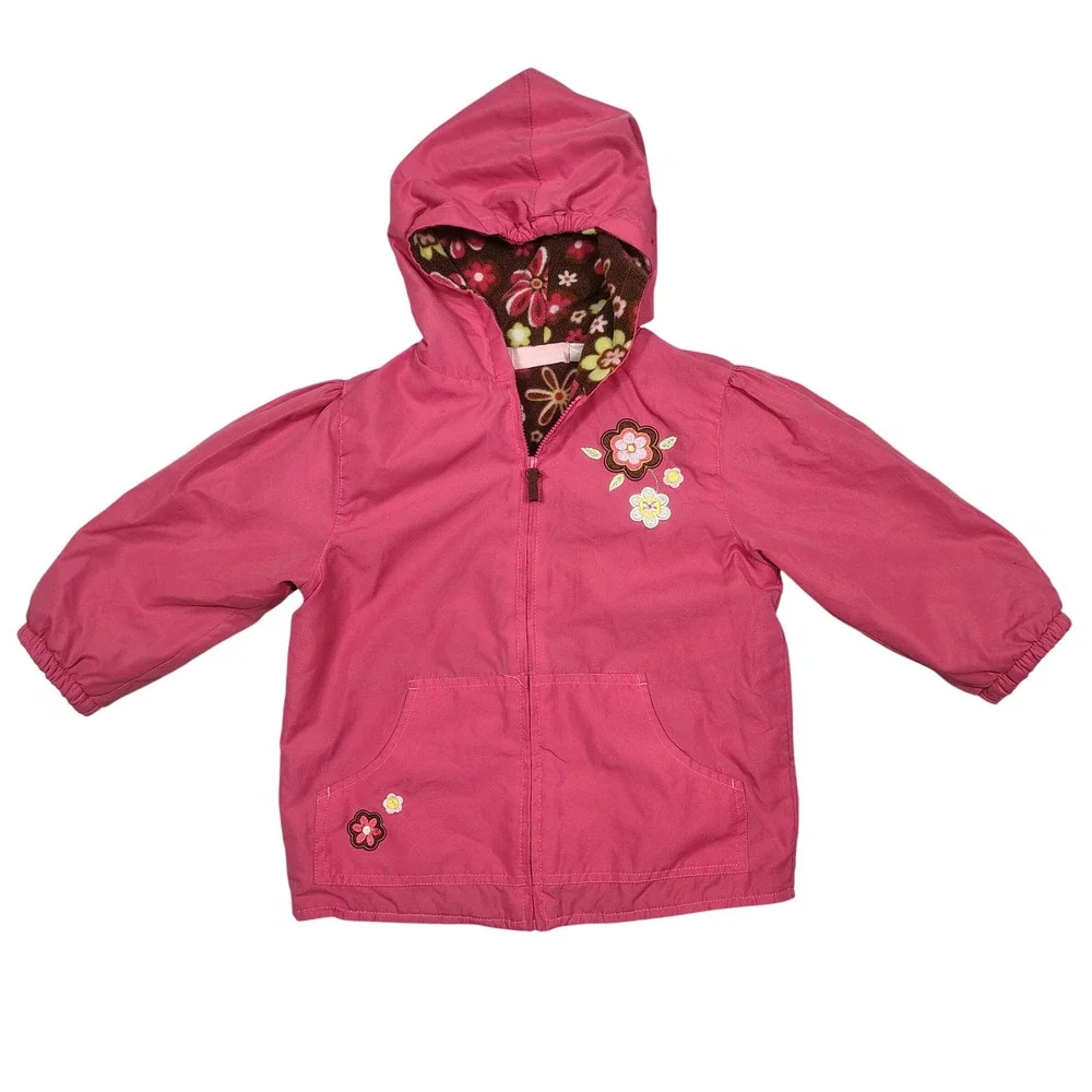 Kids Headquarters Jacket Toddler Girls 4T Embroidered Fleece Lined Pink Floral